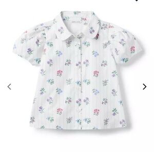 Janie and Jack White Floral Button Down Shirt